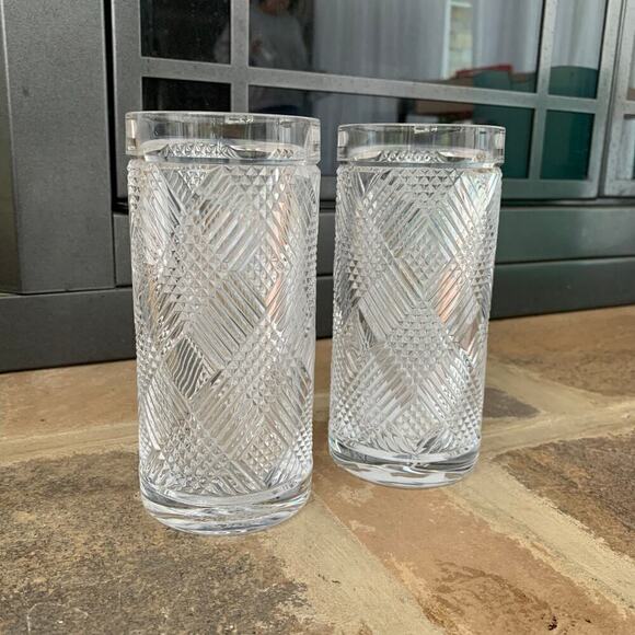 Ralph Lauren Crystal Argyle Highball Glasses Set of 2 - Picture 2 of 2